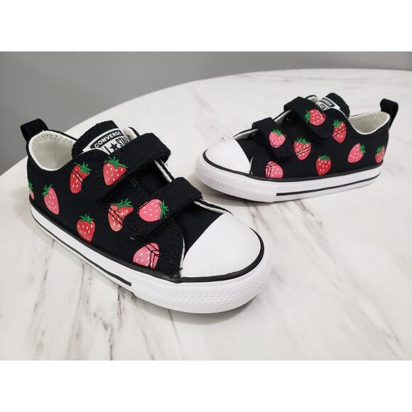 NEW EASY ON / OFF - Converse CTAS 2V OX Strawberry Toddler Baby Size 7 Sneakers - Picture 2 of 8
